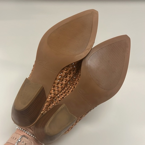 Sbicca Vintage Collection Woven Tan leather Women's mules size 8 preowned - Picture 5 of 8